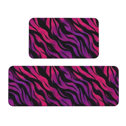 GVYGVY Antifatigue Kitchen Mats for Floor 2 Piece - Pink Purple Pattern Print Kitchen Rugs Washable, Non Slip Runner Rug Standing Mat for Office/Bathroom/Laundry/Home Decor and Accessories