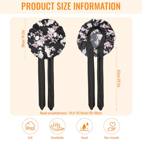 Image of SANNIDHI Sleeping Cap for Women Bamboo Fiber Silk Hair Care Cap for Sleeping Stretchy Postpartum Hair Wrap Cap for Long Hair