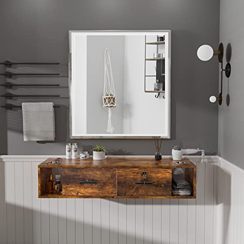 Wall-Mount-Styling-Station-for-Hair-StylistBeauty-Barber-Spa-EquipmentSalon-Cabinet-Station-with-Locking-DrawersBathroom-Dresser-with-5-Hair-Dryer-Holders-Rustic-Brown