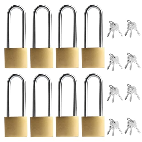 8 candados con llaves, candados de grillete largo, una llave abre todas las cerraduras, candado resistente con llaves, cerradura de seguridad para exteriores, candado con llave para cobertizo, valla
