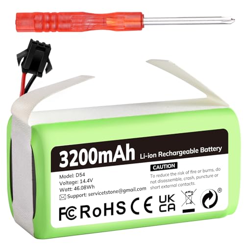 Batería de Repuesto 14,4V 3200mAh Compatible con Conga Excellence 990/950/1090/1790/1990, Eufy RoboVac 11/11S/30/30C/35C, Ecovacs Deebot N79/N79S, IKOHS Netbot S14/S15
