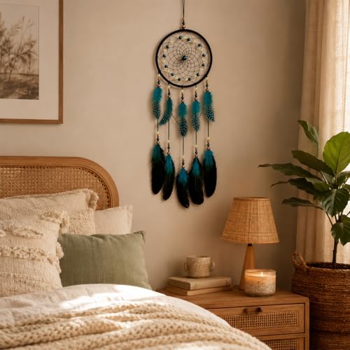 Dream Catchers Handmade Feather Native Home Wall Decoration Blue - Image 4