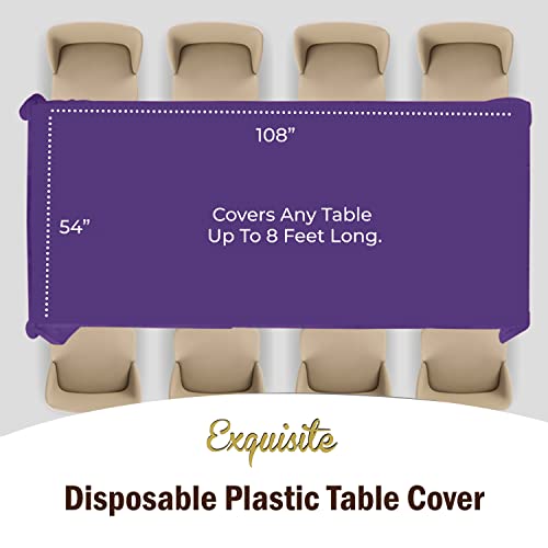 Image of Party Solids Purple Rectangular Plastic Tablecloth - 54x108 Inch, Pack of 24