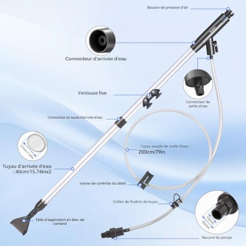 SOUSLOW Aspirateur de Gravier réglable pour Aquarium, Siphon d'aquarium, changeur d'eau Manuel, kit de Nettoyage pour Aquarium, pour Aspirer Les déjections et Laver Le Sable – vue 4