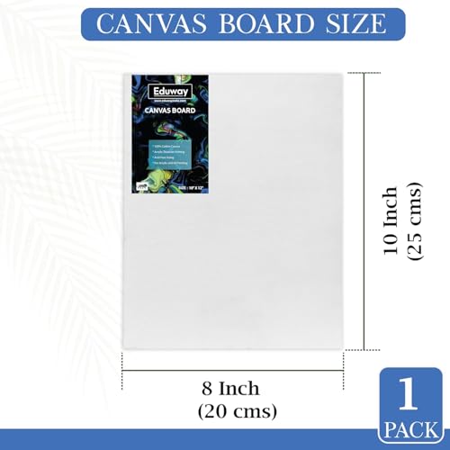 Image of Eduway Canvas Painting Kit - 8x10 Inch (20x25 Cms) Cotton Canvas Board with Watercolor Paints & Brushes | Ideal for Acrylic, Oil, Gouache & Watercolor | for Artists & Beginners