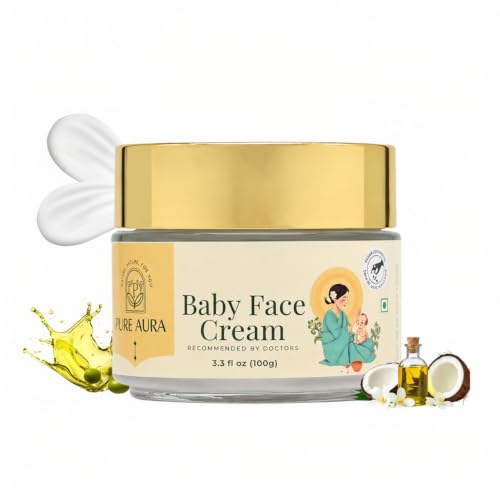 Image of Pure Aura Baby Face Cream 100gm - Doctor Recommended Ayurvedic & Organic Baby Cream with Shea Butter & Almond Oil | Chemical-Free Moisturizer for Newborns & Sensitive Skin