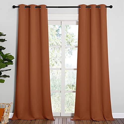 Image of NICETOWN Room Darkening Drapes for Nursery - Light Blocking Curtain Panels for Bedroom Girl Room, Soft Fabric Window Treatment (Burnt Orange, 42 inches Width by 95 inches Length, 1 Pair)