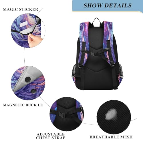 Primary Middle School Backpack Kids Book Bags for Boys Girls Sturdy Waterproof Daypack Fire Dragon Abstract A Howling Wolf with Lightning3