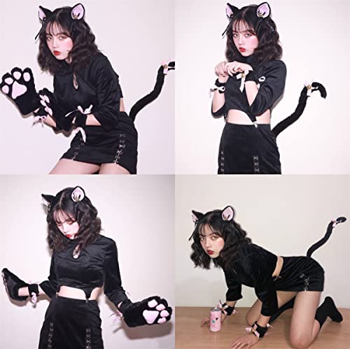 猫耳 カチューシャ 猫 コスプレ 尻尾 首輪 蝶結び 鈴付き 3点セット 獣耳 狐耳 コスプレ ハロウィン コスチューム ハロウィン 仮装小物 - 画像3