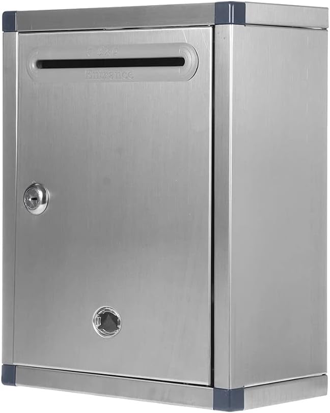 HBJWOV Stainless Steel Mailbox Outdoor Security Locking Mailbox Letter Box Suggestion Box Newspaper Mail Letter Post Home Garden Decor