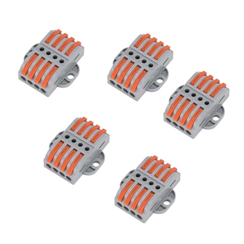 5Pcs Lever Wire Connectors, 4 in 4 Out DIY Mini Quick Electrical Connectors, 24-12 AWG,(4 in 4 Out)