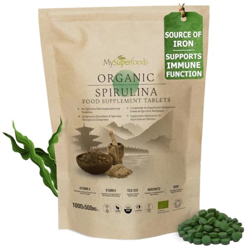 Image of MySuperfoods Organic Spirulina, Up to 5000mg Serving, 1000 Tabs x 500mg