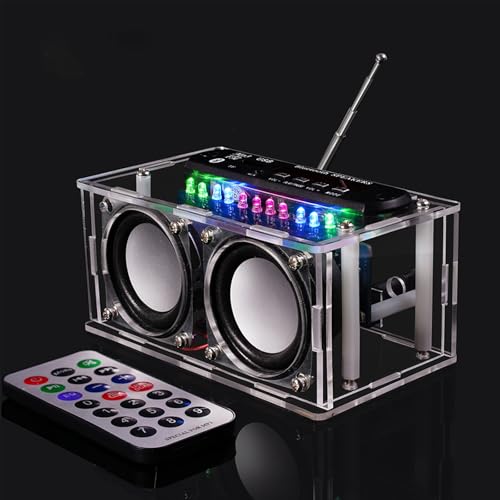 GeekLJT DIY Bluetooth Speaker Radio Soldering Kit, Radio Audio Soldering Kit, Bluetooth-Compatible LED Speaker Soldering Project, DIY Soldering Kit for College High School Education