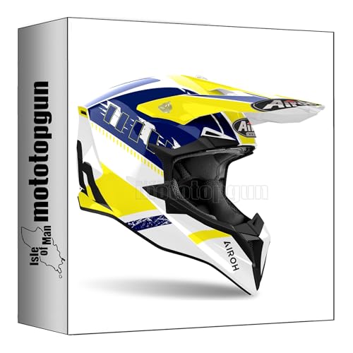 Casque Airoh cross Wraap Feel jaune bleu L pour protéger le pilote de moto