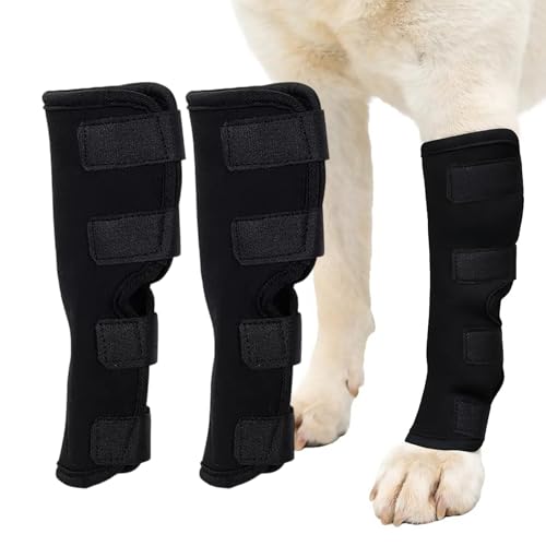 FVBKCOT Lot de 2 Bandage de Cheville pour Chiens, Protections Patte Chien Ajustables, Attelle Articulaire pour Entorse, Genouillère Anti-Léchage Blessures, pour Chiens Moyens et Grands, M
