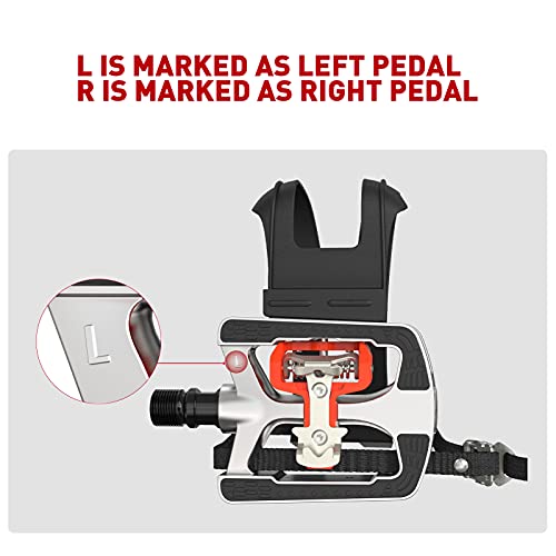 JOROTO Bike Pedals for Shimano SPD Pedals System Clip in with Toe Cages for Spin/ MTB/ Indoor/ Exercise Bike Compatible with Peloton 9/16'' Truly Sealed Bearing Spindle (Cleats Updated)