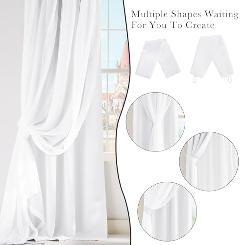 Image of PONY DANCE White Curtains, 52 W by 84 L, Pure White, 2 Pieces | Double Layer Curtains 84 inches Long with Sheer Overlay Nursery Panels for Bedroom /Living /Dining Room