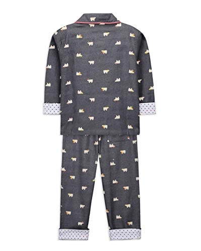Image of Cherry Crumble California Boy's Kids Unisex Full Sleeve Casual Sleepwear Nightsuit Regular Pajama Set (WS-NSUIT-6 Grey 6-7 Years)