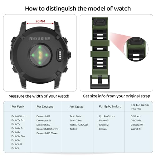 Correa de silicona QuickFit 26mm compatible Garmin Fenix miniatura 2