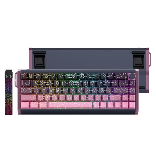 Image of MOLGRIA x SKYLOONG 60% Aluminum Gaming Keyboard, GK68 HE USB Wired Magnetic-Switch RGB Backlit Mechanical Keyboards with South-Facing Print Contour Line Keycap and Knob Multi-Layer Gasket (Blackberry)