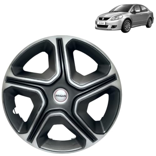 Image of Prigan Sx4 Grey Silver Wheel Cover 15 inch for Maruti SX4 (Set of 4 Pcs) (Press Fitting) Model Name- Nexon Grey Silver 15