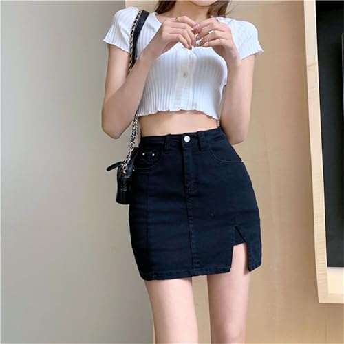 Bloomy Jean Skorts, Bloomy Skorts, Fashion High Casual Stretchy Denim Skirt Side Split Mini Skirts for Woman2
