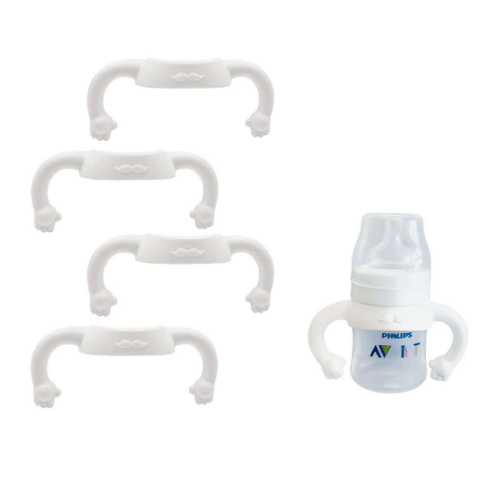 Photo 1 of Compatible Soft Silicone Bottle Handles for Philips Avent Anti-Colic AirFree Vent Baby Bottles, 4 Count (White)