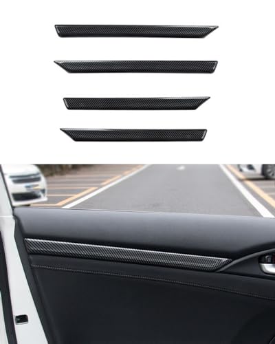 ANUNFRRE Car Accessories Fit for Honda Civic 10th Gen 2016-2021 ABS Interior Door Panel Stickers Cover Decorative Trims (Carbon Fiber) Strips 4PC Set