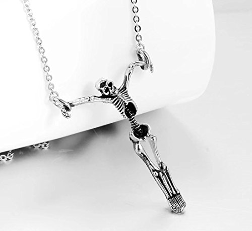 Dib Stainless Steel Skull Skeleton Vintage Retro Gothic Punk Rock Biker Halloween Pendant Necklace, 24" Chain #TOP2