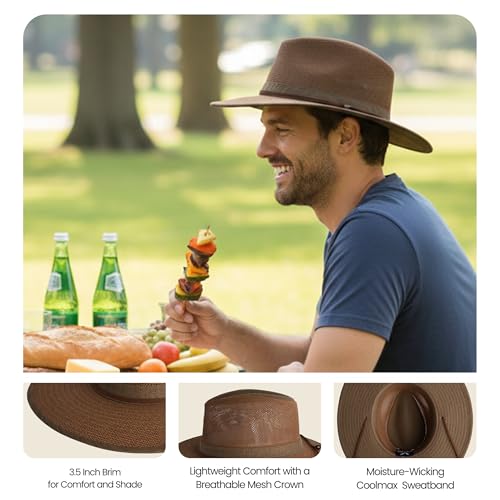 Image of Henschel Hats Aussie Breezer Grande Hat - Extra Wide-Brim Sun Hat for Men | Perfect Men's Summer Hat for Camping