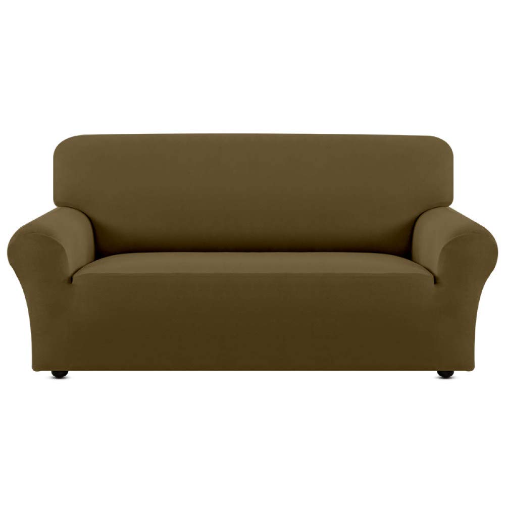 Housse de canapé extensible olive pour protéger votre canapé d'angle des enfants