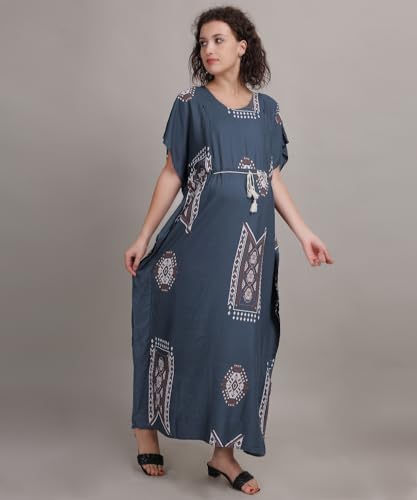 Image of Fabme Women's Printed Kaftan Nursing and Maternity Nighty