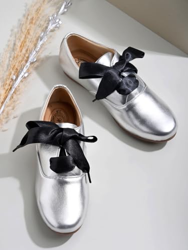 Image of Women and Girls Solid Lace-Up Smart Casual Sneakers