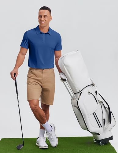 Image of PINSPARK Mens Polo Shirt Performance Moisture Wicking Polo Shirts UPF 50 Golf Shirts for Men Quick Dry Casual Collared Shirt