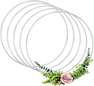 Anvin 5 Pack Metal Craft Rings 20cm Large Hoops Steel Macrame Rings Big Round Hoops for Dream Catchers Festival Wreaths Macrame DIY Arts and Crafts Projects(Silver, 20cm Diameter)