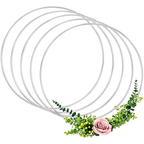 Anvin 5 Pack Metal Craft Rings 20cm Large Hoops Steel Macrame Rings Big Round Hoops for Dream Catchers Festival Wreaths Macrame DIY Arts and Crafts Projects(Silver, 20cm Diameter) Cover