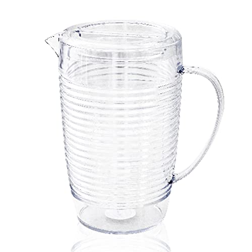 Modern Coil Plastic Pitcher with Lid, 76 Ounces