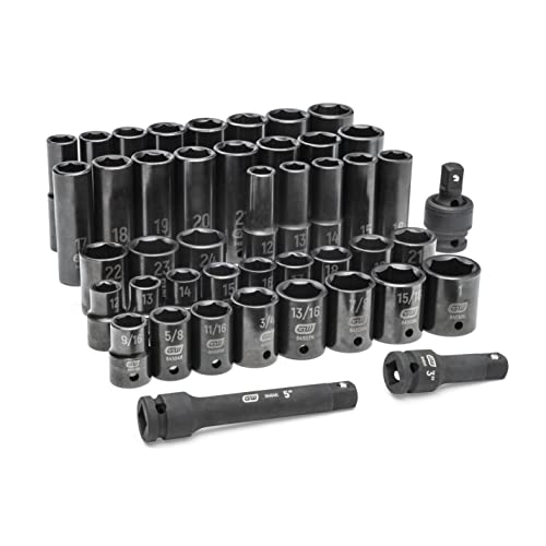 GEARWRENCH 44 Piece 1/2' Drive Standard & Deep SAE/MM Impact Socket Set - 89094