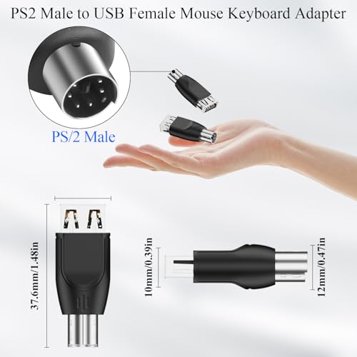 Convertidor PS2 a USB para mouse y teclado, 2 unidades miniatura 6