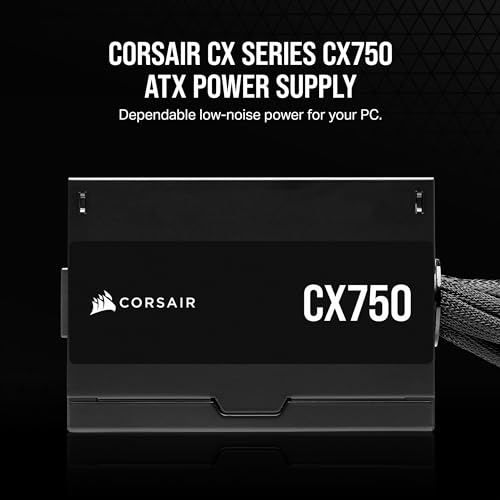 Image of CORSAIR CX Series CX750 80 Plus Bronze ATX Power Supply, A 120mm thermally Controlled Low-Noise Cooling Fan, Compact 125mm-long casing,
