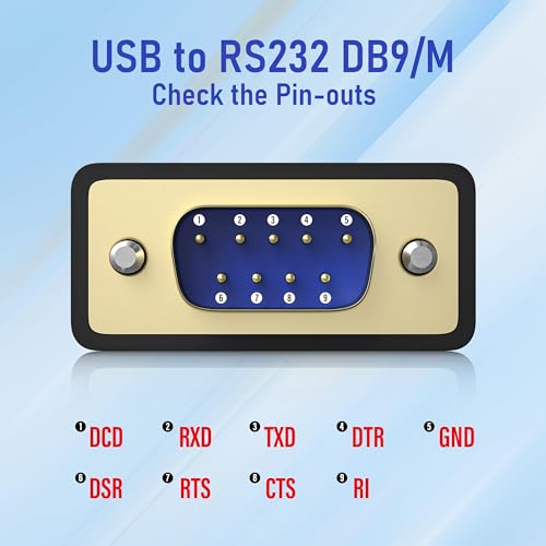 Image of USB to RS232 Serial DB9 Male Cable, 2-Pack