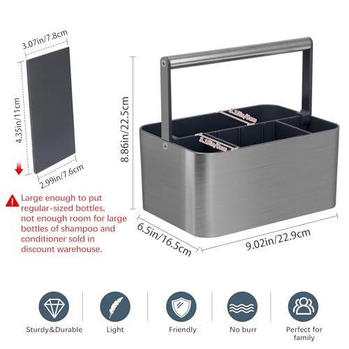 Image of BYUNER Portable Shower Caddy Dorm: Compact Bathroom Caddy Organizer with Handle & Adjustable Dividers, Hard Plastic Shower Basket Storage Tote for Toiletry, College Dorm Room Essentials for Men Gray