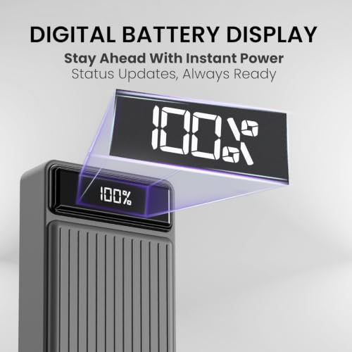 Image of Portronics Luxcell B 20K Advanced 20000 mAh Power Bank with 22.5W Max Output, LED Battery Display, 22.5w Mach USB-A Output, 20w Type C PD Output, Type C Input, Wake Up Button(Grey)