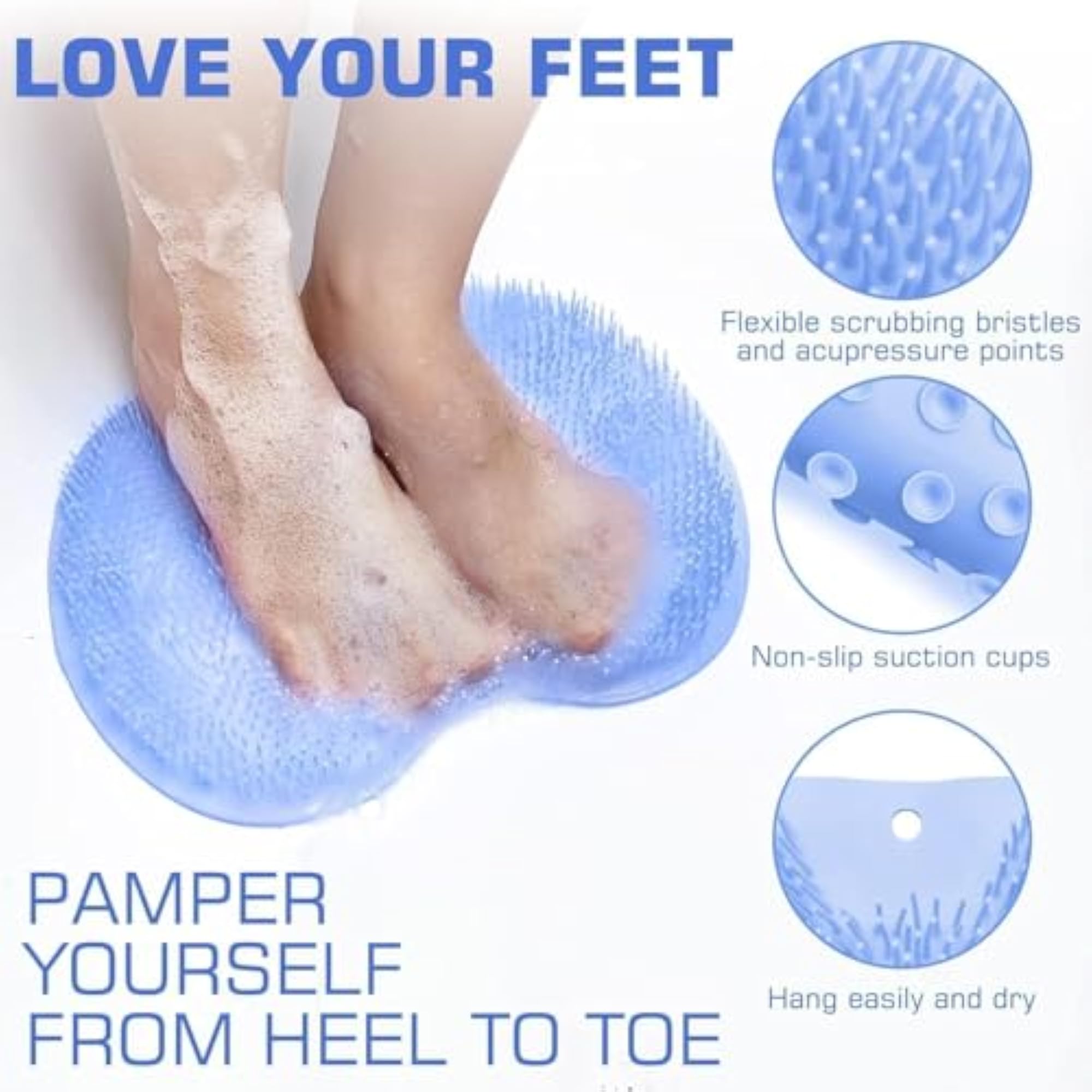 Shower Foot Scrubber Mat with Suction Cups, Foot Cleaner