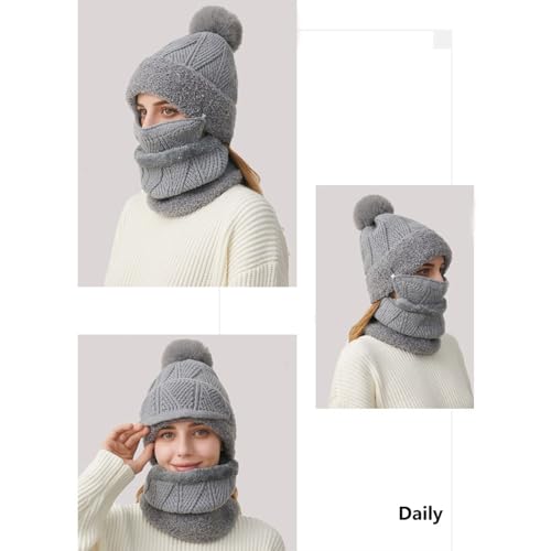 Bonnet tricoté avec cache-cou pour les activités d'hiver - 4
