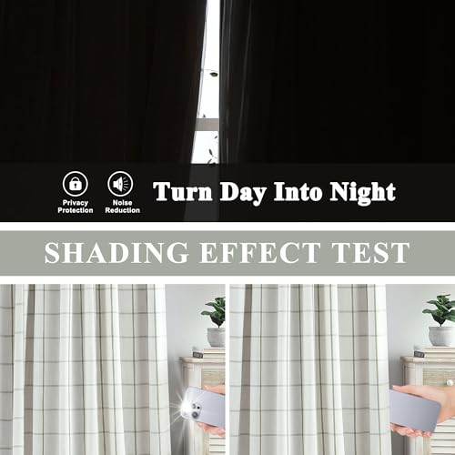 Vision Home Sage Plaid Linen Pinch Pleated Full Blackout Curtains 40x102Lx2 - image 5