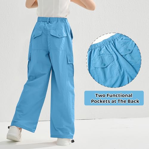 Image of Rolanko Parachute Pants for Girls Y2K Cargo Trousers with Pockets Harajuku Jogger Pants Kids 4-14 Years