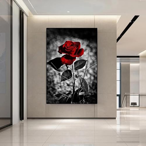 Peinture moderne rose fleur art mur cadre interne 30x50cm - 5