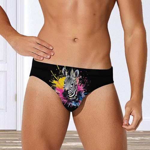 Colorful Zebra-Animal Mens Swim Briefs Sexy Bikini Swimwear Bathing Suits Trunks4