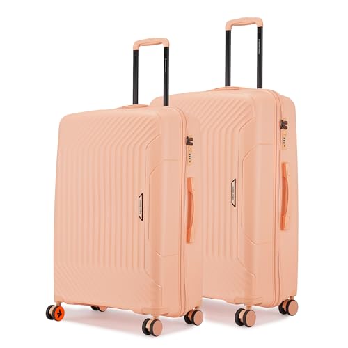 Image of Nasher Miles Coorg Hard-Sided Polypropylene Luggage Set of 2 | 65cm & 75cm | 8 Wheels Medium & Large Trolley Bag for Travel | Suitcase (Peach)